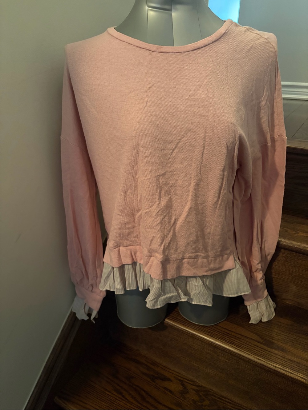Mustard Seed Blush Pink Ruffle-Hem Long Sleeve Tunic